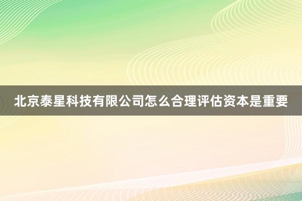 北京泰星科技有限公司怎么合理评估资本是重要